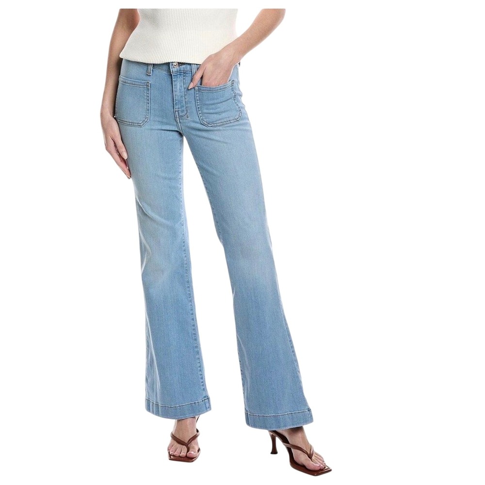 7 For All Mankind Dojo Tailorless Sirte Flare‎ Leg Light Wash Blue Size 27 NEW